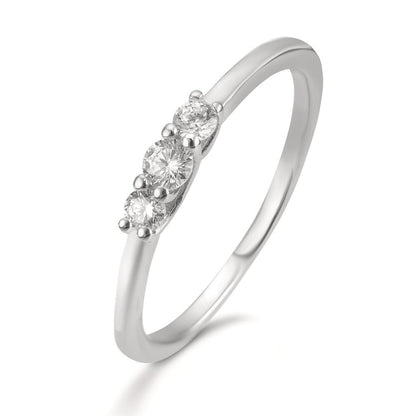 Ringe Sølv Zirconia 3 Sten rhodineret