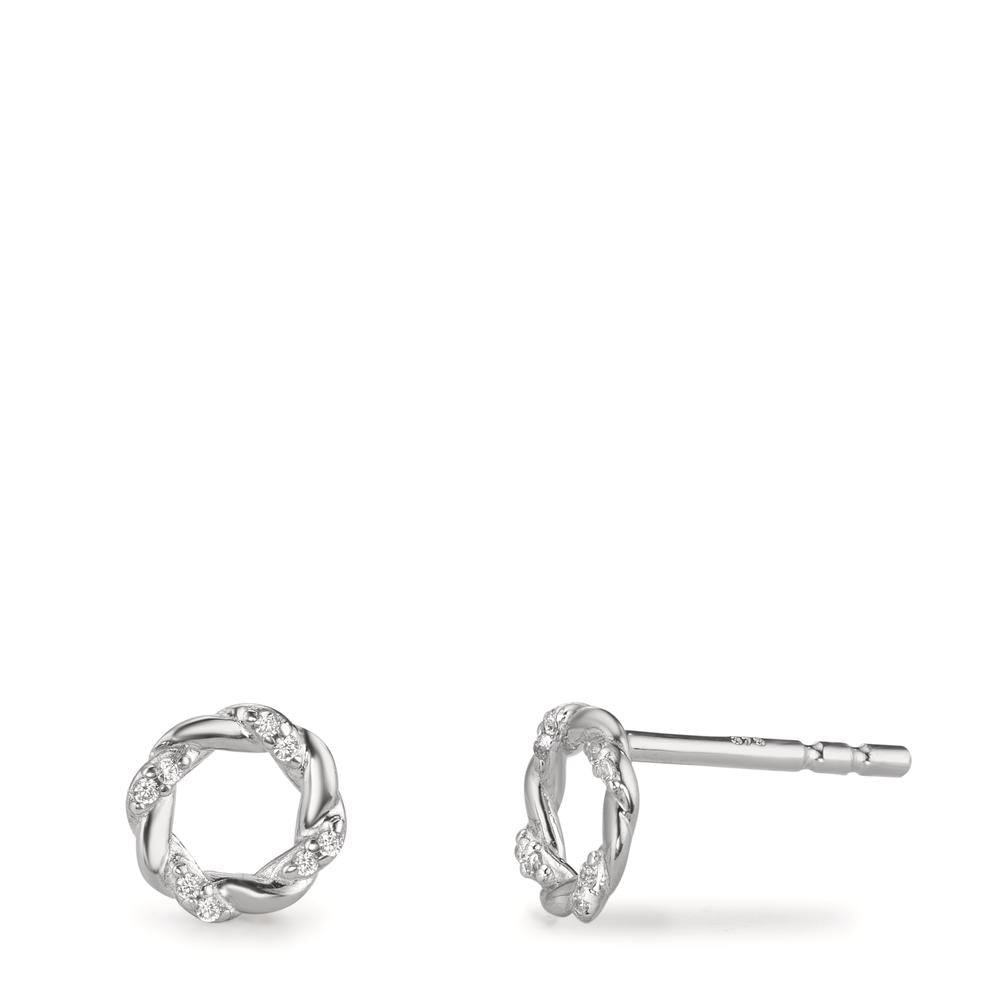 Ørestikker Sølv Zirconia 16 Sten rhodineret Ø6.5 mm
