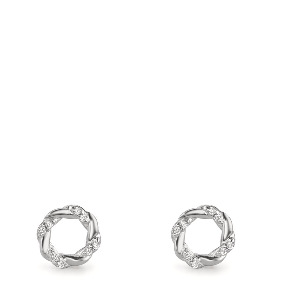Ørestikker Sølv Zirconia 16 Sten rhodineret Ø6.5 mm