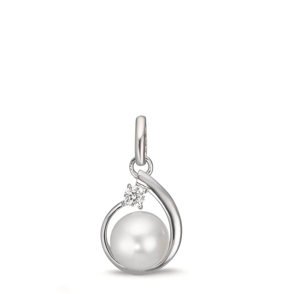 Vedhæng Sølv Zirconia rhodineret Ferskvands kulturperle, 6 mm