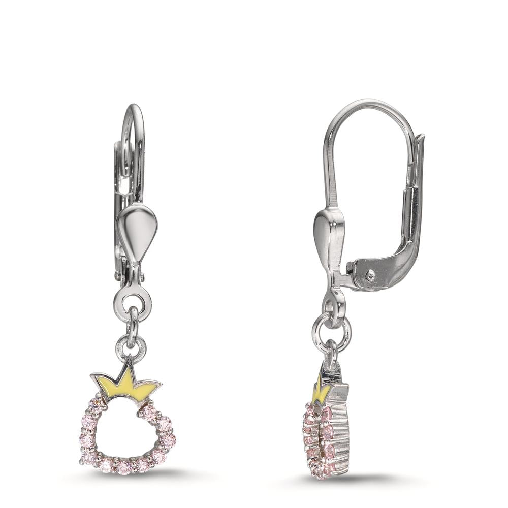 Øreringe Sølv Zirconia lyserød rhodineret Hjerte