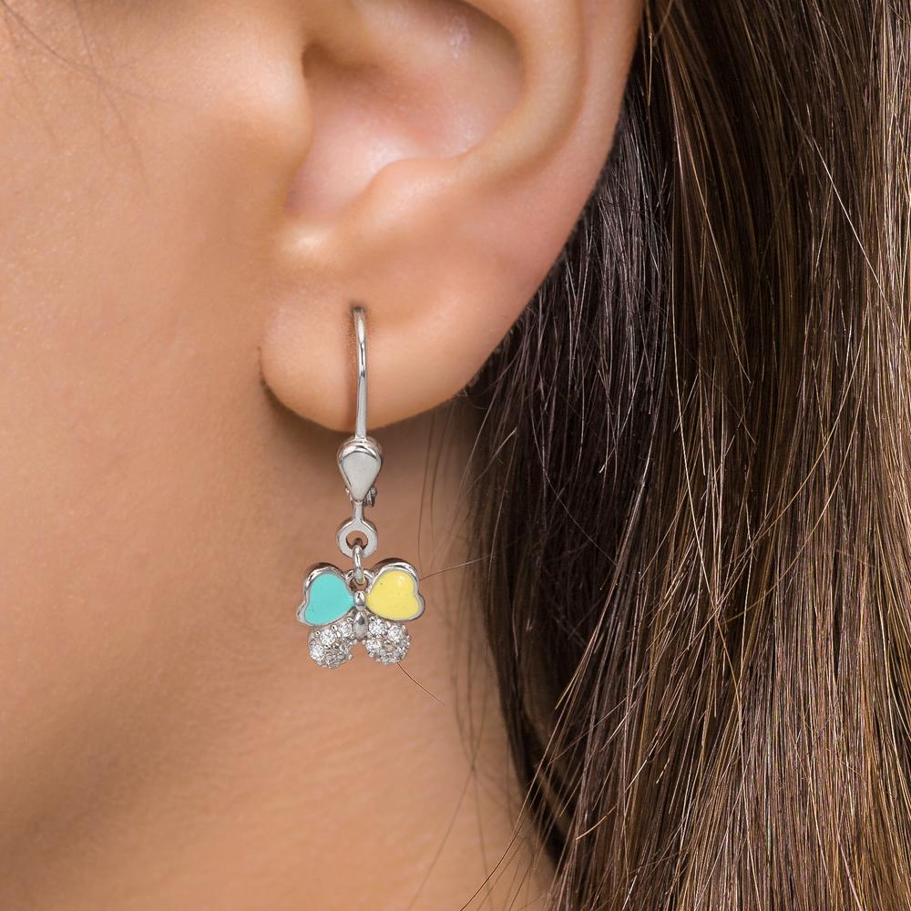 Øreringe Sølv Zirconia 20 Sten rhodineret sommerfugl