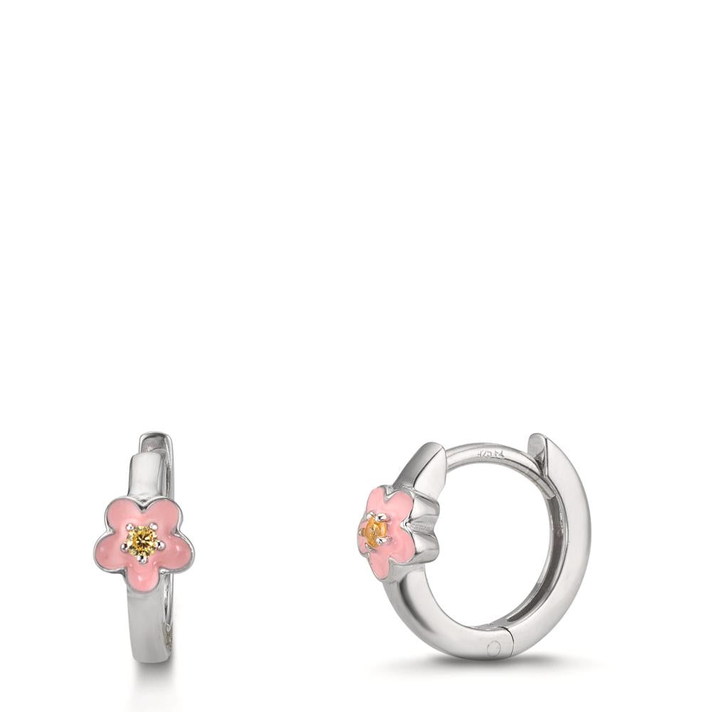 Click kreoler Sølv Zirconia gul , 2 Sten rhodineret Blomst