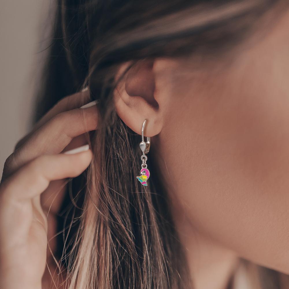 Øreringe Sølv rhodineret Papegøje