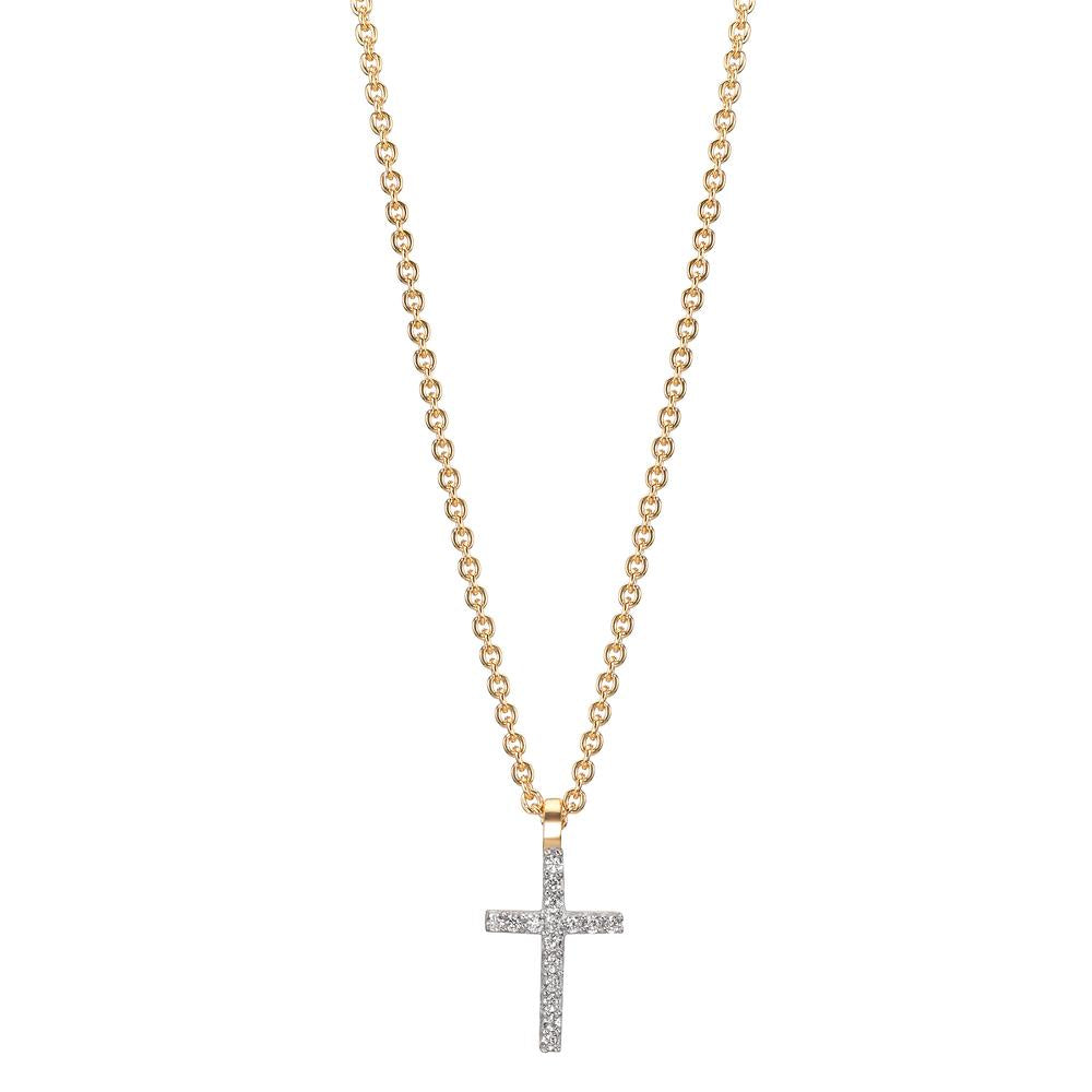 Collier 375/9K guld Zirconia 16 Sten Kryds 38-42 cm