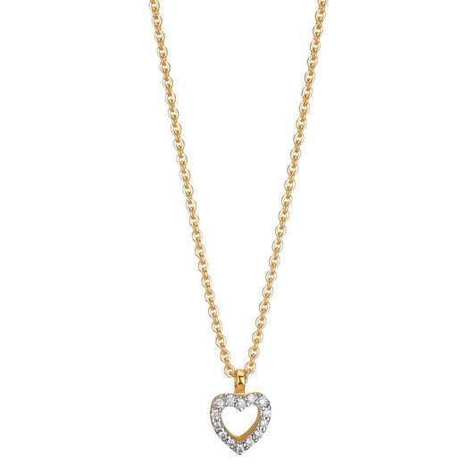 Collier 375/9K guld Zirconia Hjerte 38-42 cm