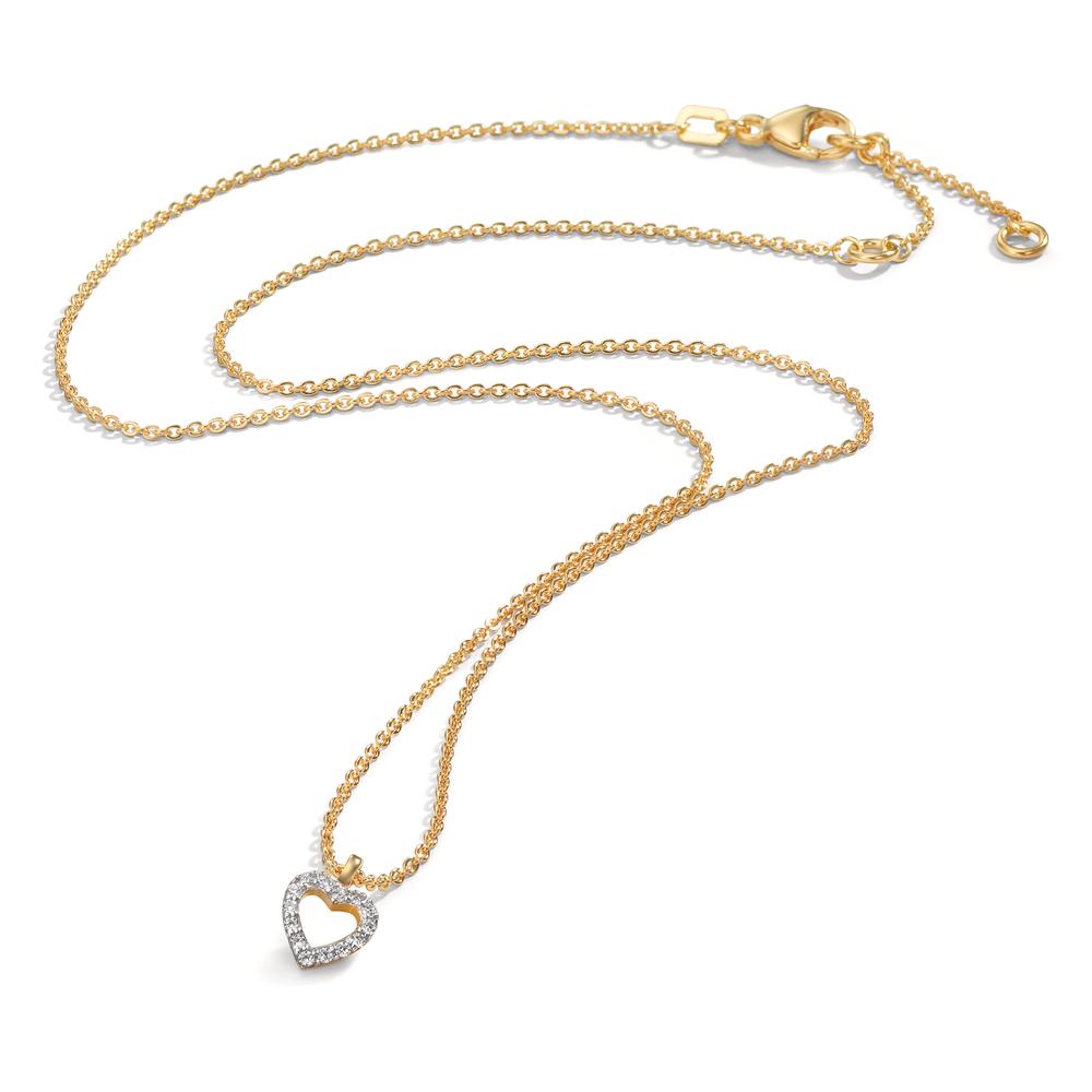 Collier 375/9K guld Zirconia Hjerte 38-42 cm