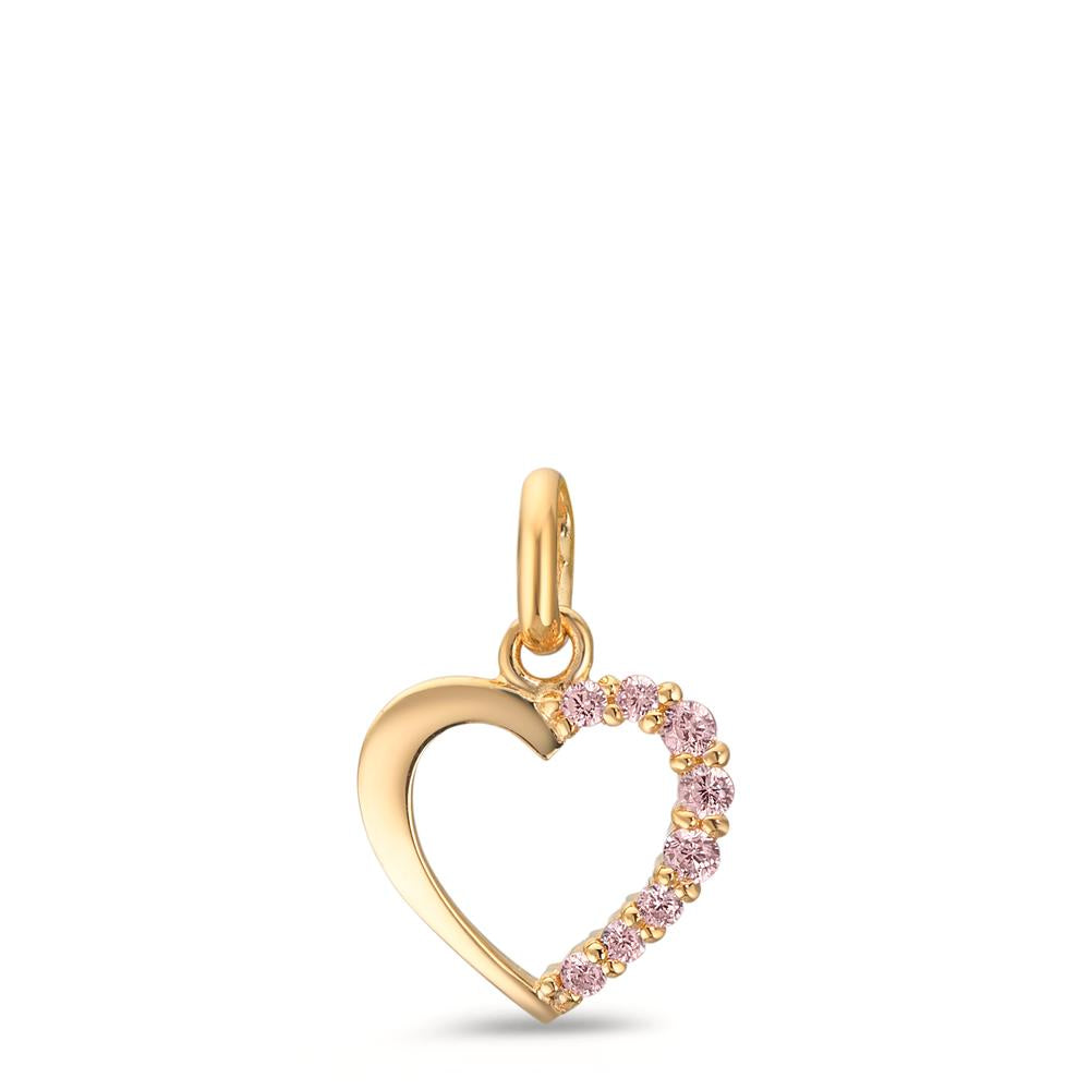 Vedhæng 375/9K guld Zirconia lyserød Hjerte Ø10 mm