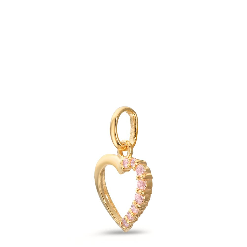 Vedhæng 375/9K guld Zirconia lyserød Hjerte Ø10 mm
