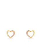 Ørestikker 375/9K guld Zirconia lyserød Hjerte Ø6.5 mm