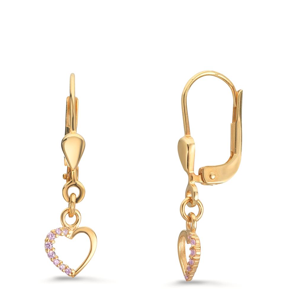 Øreringe 375/9K guld Zirconia lyserød , [rund]
