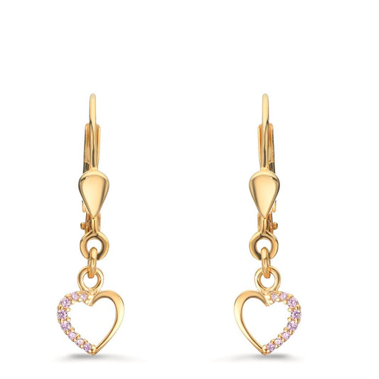 Øreringe 375/9K guld Zirconia lyserød , [rund]