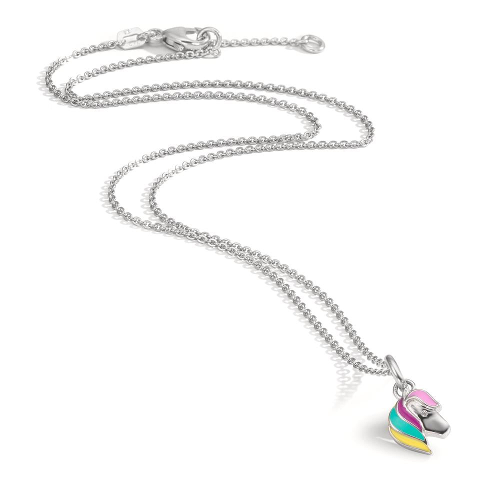 Halskæde med vedhæng Sølv Zirconia rhodineret Hest 36-38 cm