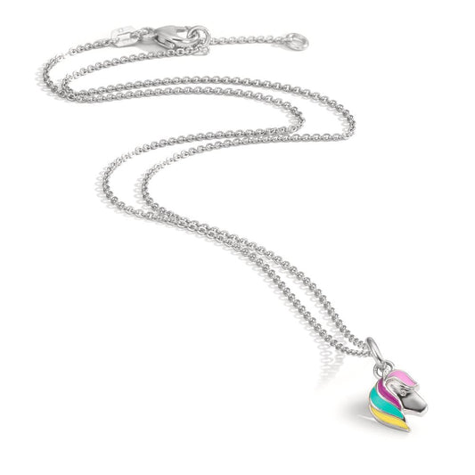 Halskæde med vedhæng Sølv Zirconia rhodineret Hest 36-38 cm