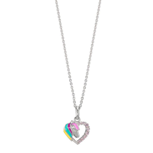 Halskæde med vedhæng Sølv Zirconia lyserød rhodineret Hest 36-38 cm