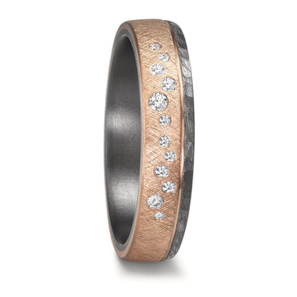 Partnerringe 999 tantal, 585/14K roseguld Diamant 0.105 ct, 12 Sten , w-si
