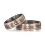 Partnerringe 999 tantal, 585/14K roseguld Diamant 0.02 ct, w-si