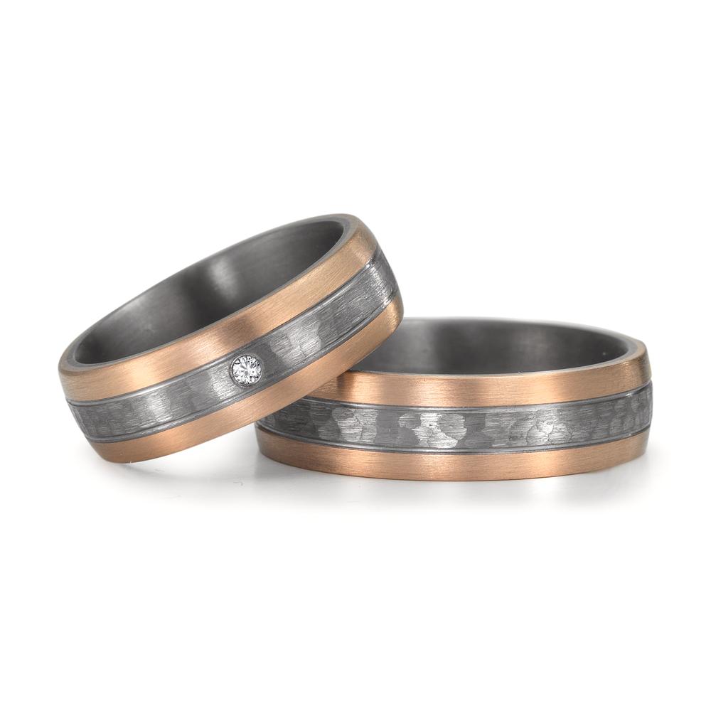 Partnerringe 999 tantal, 585/14K roseguld Diamant 0.02 ct, w-si