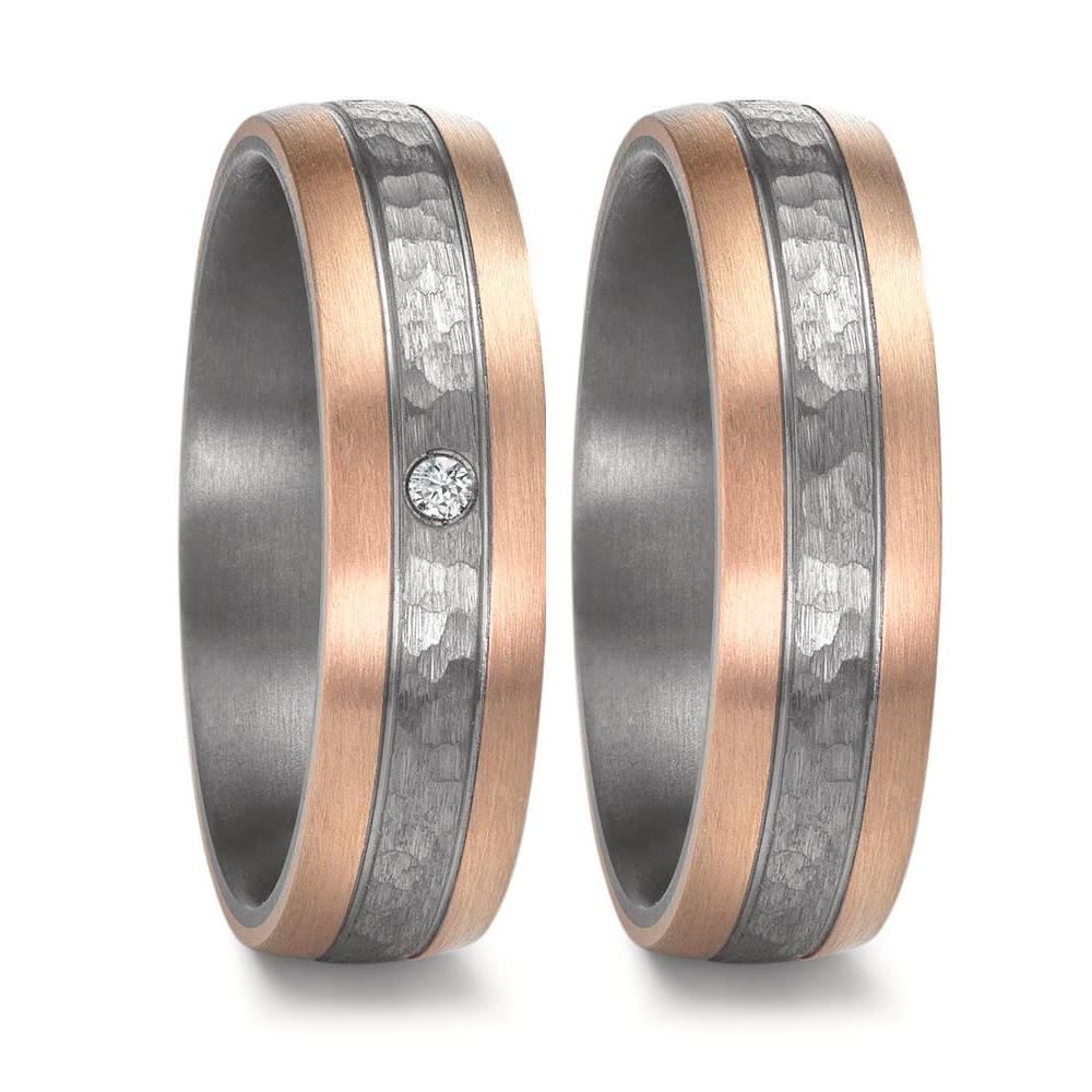 Partnerringe 999 tantal, 585/14K roseguld Diamant 0.02 ct, w-si
