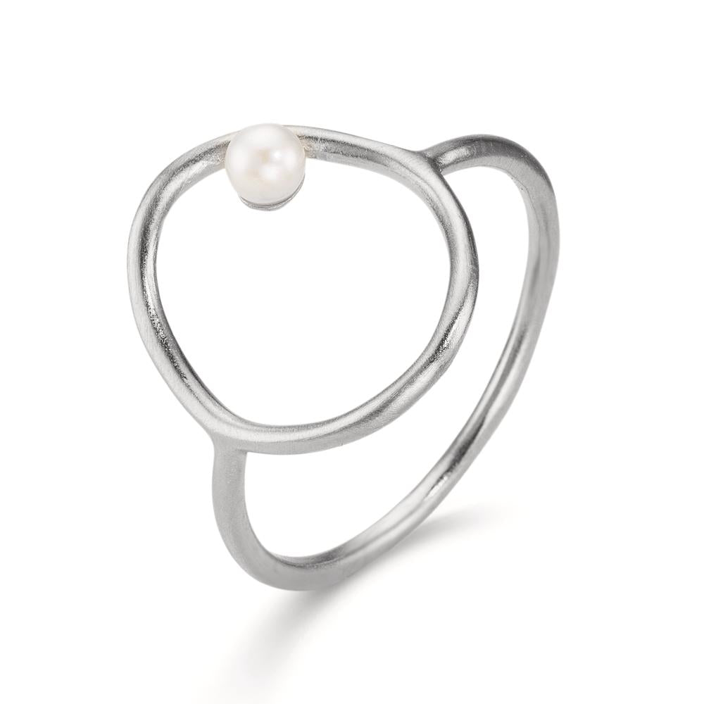 Ringe Sølv Ferskvands kulturperle hvid, 3 mm Ø14 mm