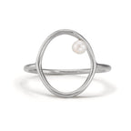 Ringe Sølv Ferskvands kulturperle hvid, 3 mm Ø14 mm