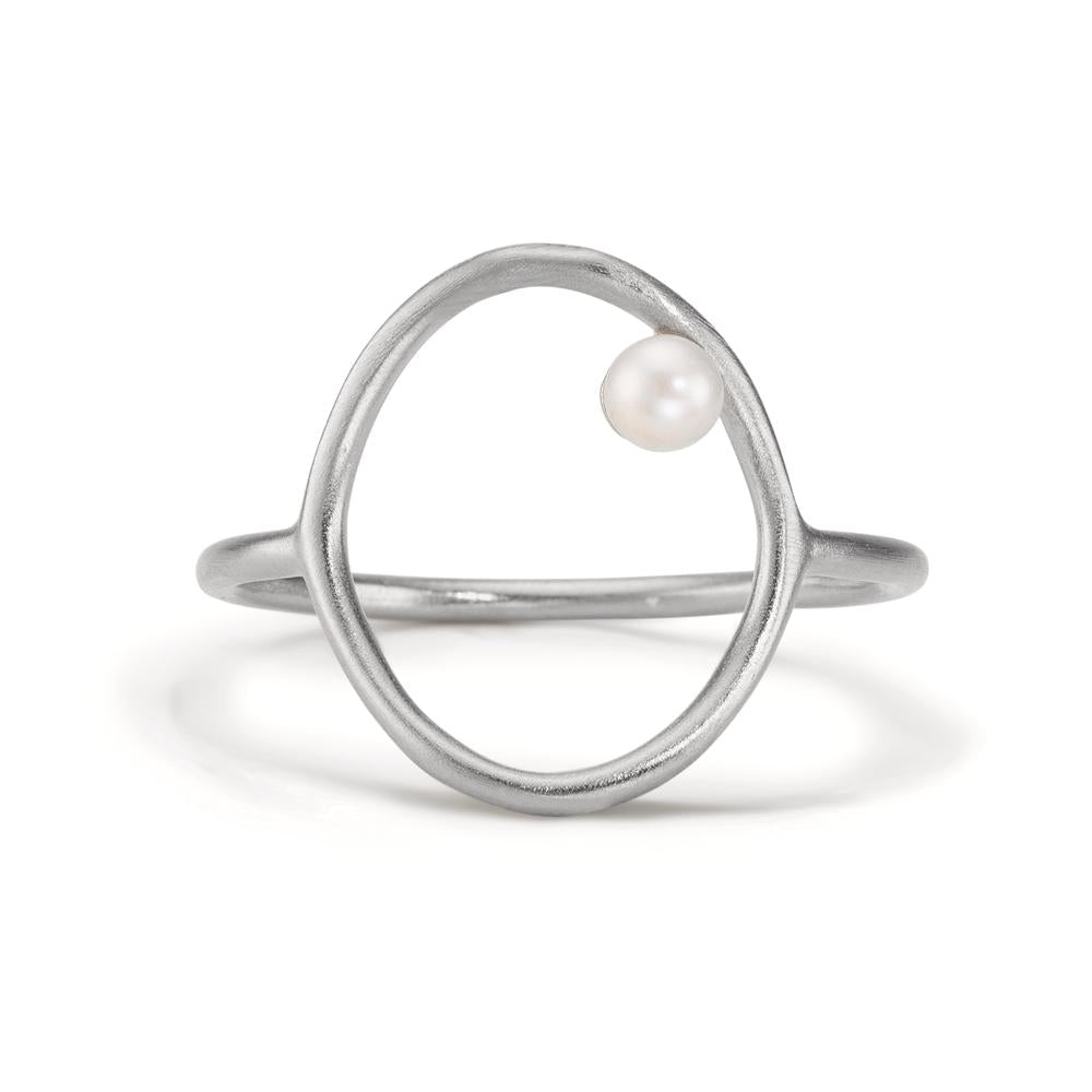 Ringe Sølv Ferskvands kulturperle hvid, 3 mm Ø14 mm