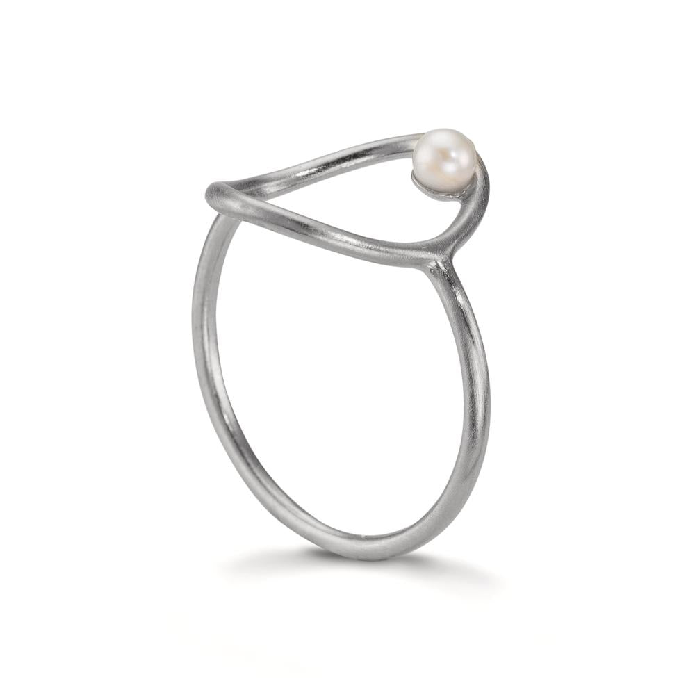 Ringe Sølv Ferskvands kulturperle hvid, 3 mm Ø14 mm