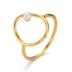 Ringe Sølv gul forgyldt Ferskvands kulturperle hvid, 3 mm Ø14 mm