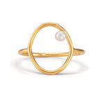 Ringe Sølv gul forgyldt Ferskvands kulturperle hvid, 3 mm Ø14 mm