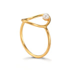 Ringe Sølv gul forgyldt Ferskvands kulturperle hvid, 3 mm Ø14 mm