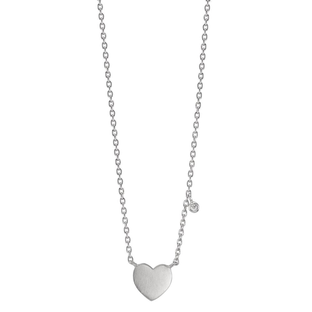 Collier Sølv Zirconia hvid Hjerte 42-47 cm