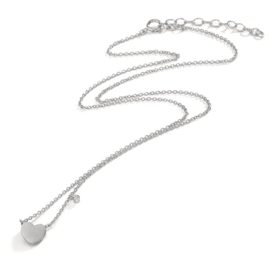 Collier Sølv Zirconia hvid Hjerte 42-47 cm