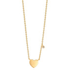 Collier Sølv Zirconia hvid gul forgyldt Hjerte 42-47 cm