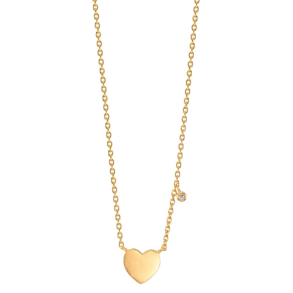 Collier Sølv Zirconia hvid gul forgyldt Hjerte 42-47 cm