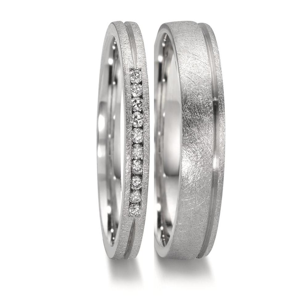 Partnerringe 950 platin Diamant 0.075 ct, 10 Sten , w-si