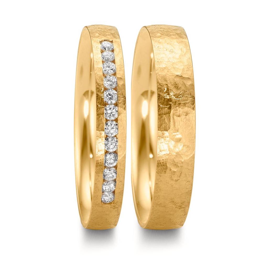 Partnerringe 750/18K guld Diamant 0.18 ct, 12 Sten , w-si
