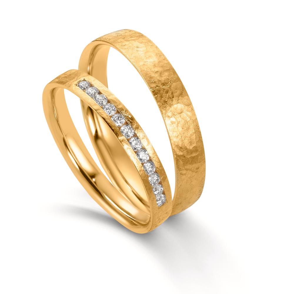 Partnerringe 750/18K guld Diamant 0.18 ct, 12 Sten , w-si