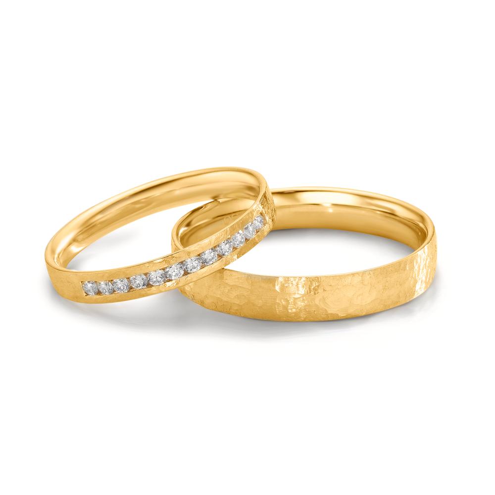 Partnerringe 750/18K guld Diamant 0.18 ct, 12 Sten , w-si