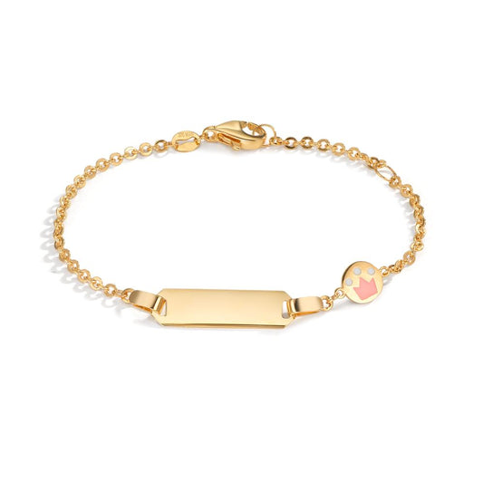 Indgraveret armbånd 375/9K guld malet krone 12-14 cm