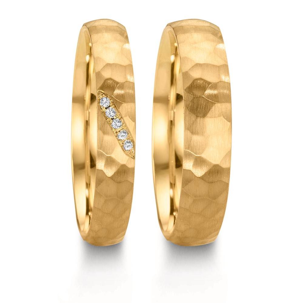 Partnerringe 750/18K guld Diamant 0.02 ct, 4 Sten , w-si