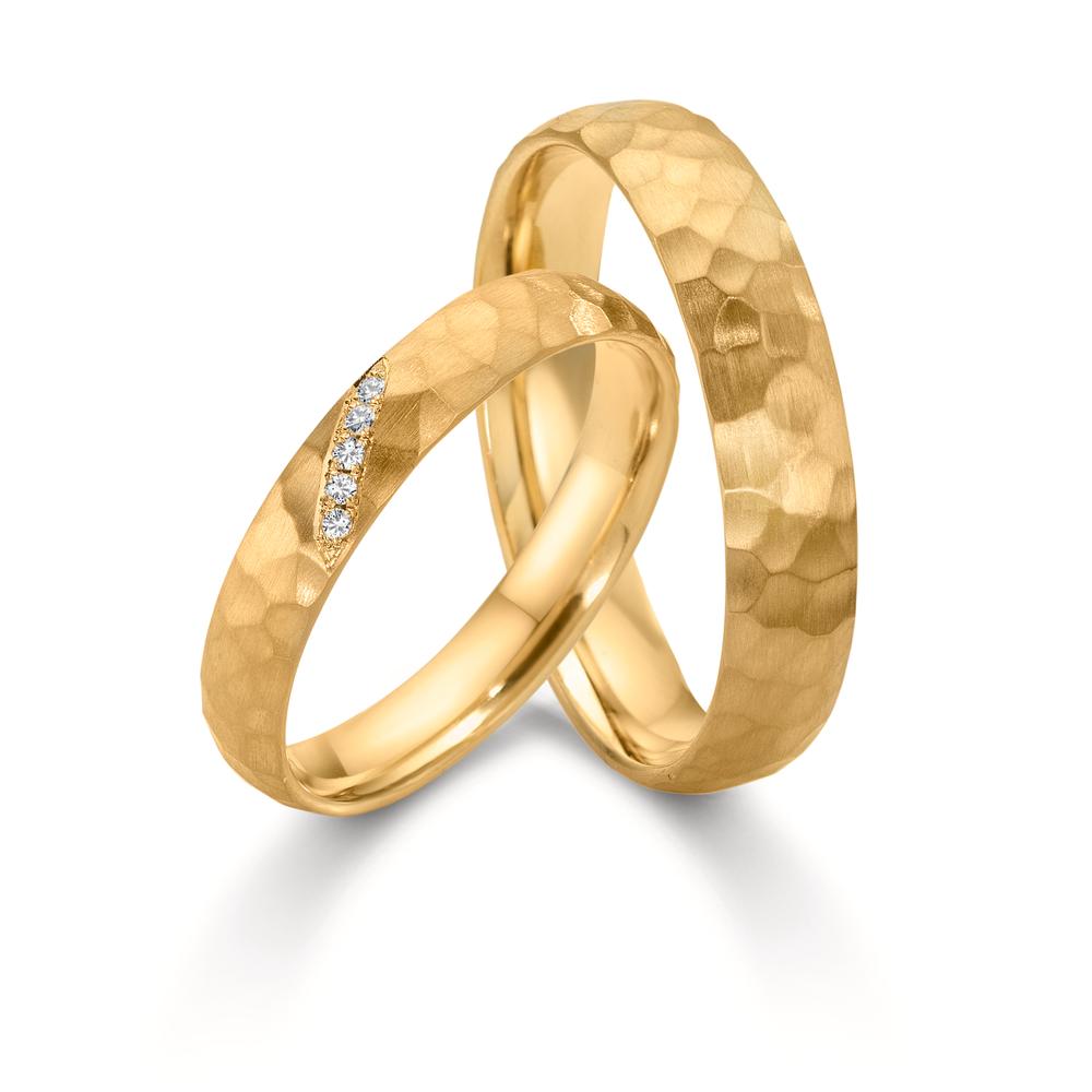 Partnerringe 750/18K guld Diamant 0.02 ct, 4 Sten , w-si