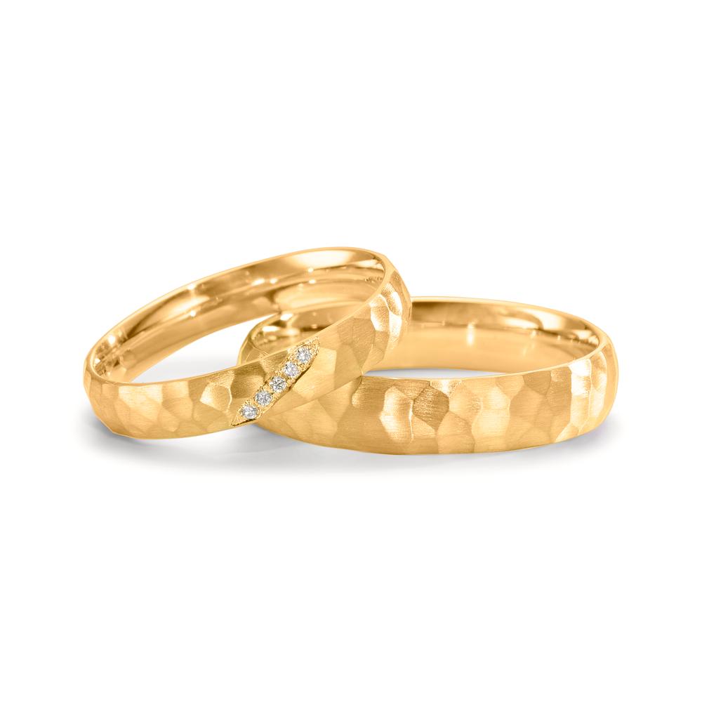 Partnerringe 750/18K guld Diamant 0.02 ct, 4 Sten , w-si
