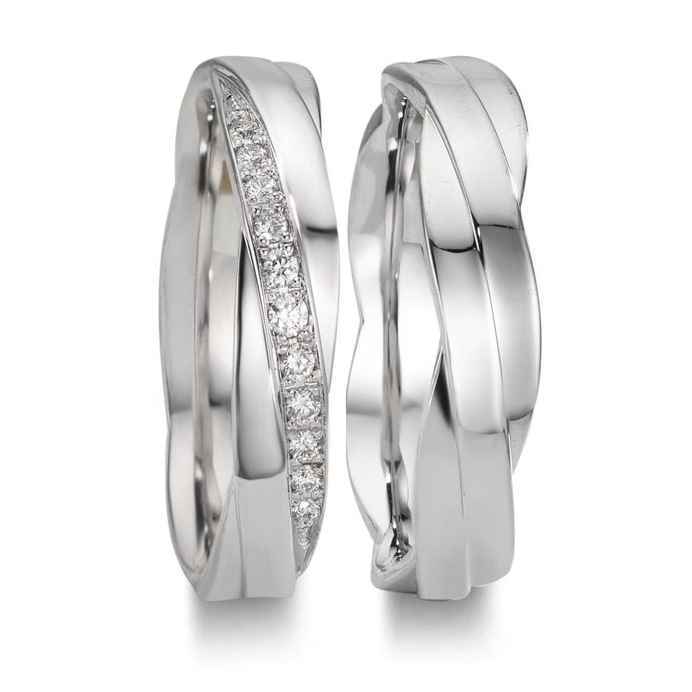 Partnerringe 750/18K hvidguld Diamant 0.097 ct, 11 Sten , w-si