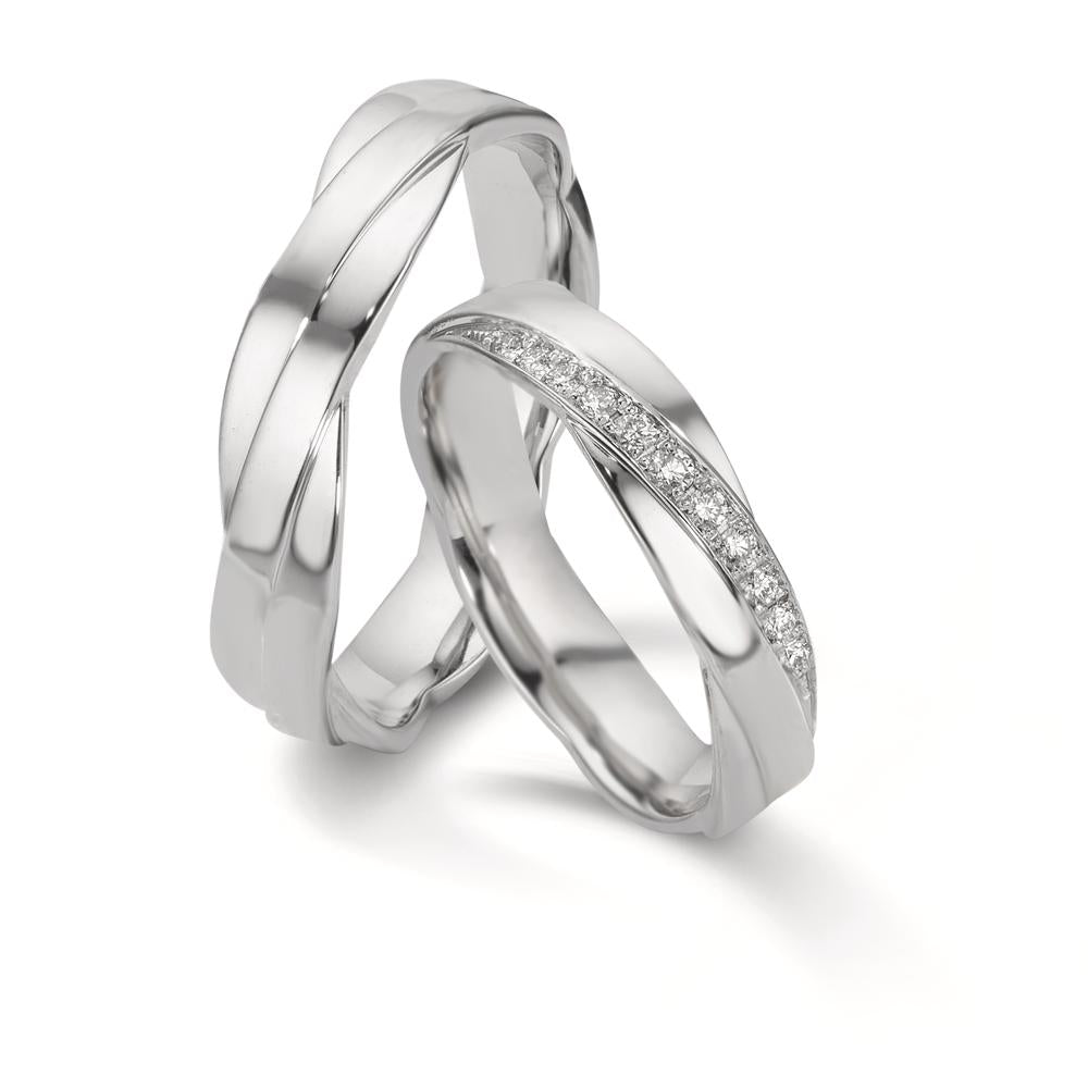 Partnerringe 750/18K hvidguld Diamant 0.097 ct, 11 Sten , w-si