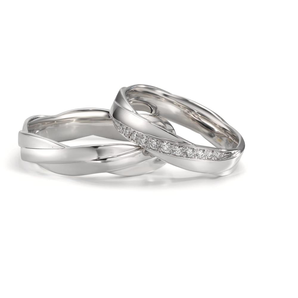 Partnerringe 750/18K hvidguld Diamant 0.097 ct, 11 Sten , w-si