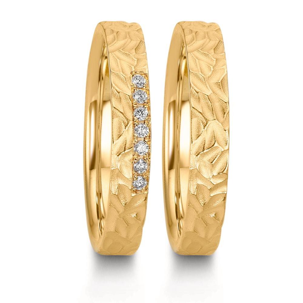 Partnerringe 750/18K guld Diamant 0.063 ct, 7 Sten , w-si