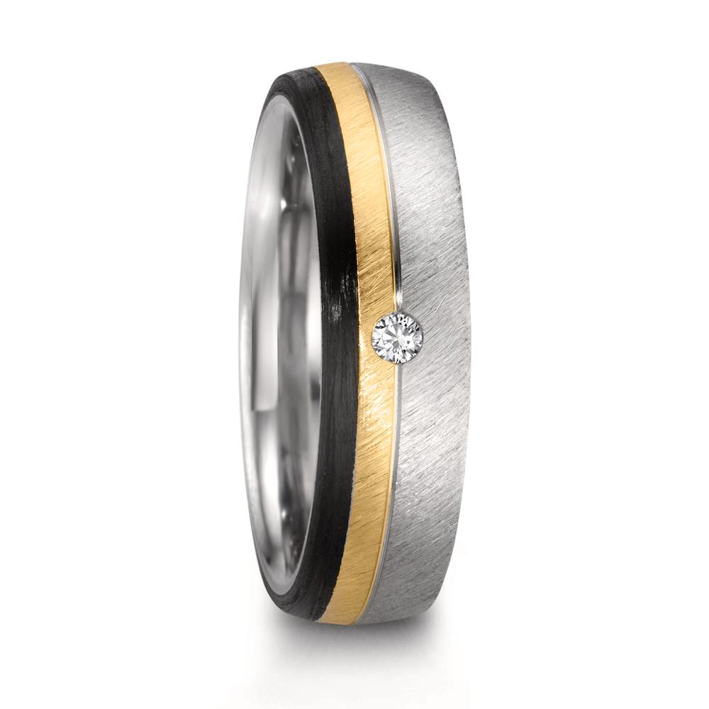 Partnerringe Rustfrit stål, 375/9K roseguld, Kulstof Diamant 0.025 ct, w-si