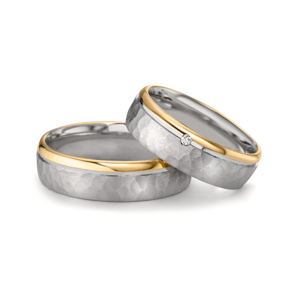 Partnerringe Sølv, 585/14K roseguld Diamant 0.015 ct, w-si tofarvet