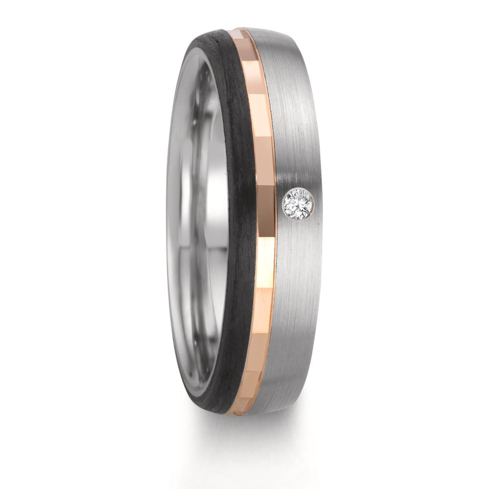 Partnerringe Rustfrit stål, 375/9K rødguld Diamant 0.02 ct, w-si