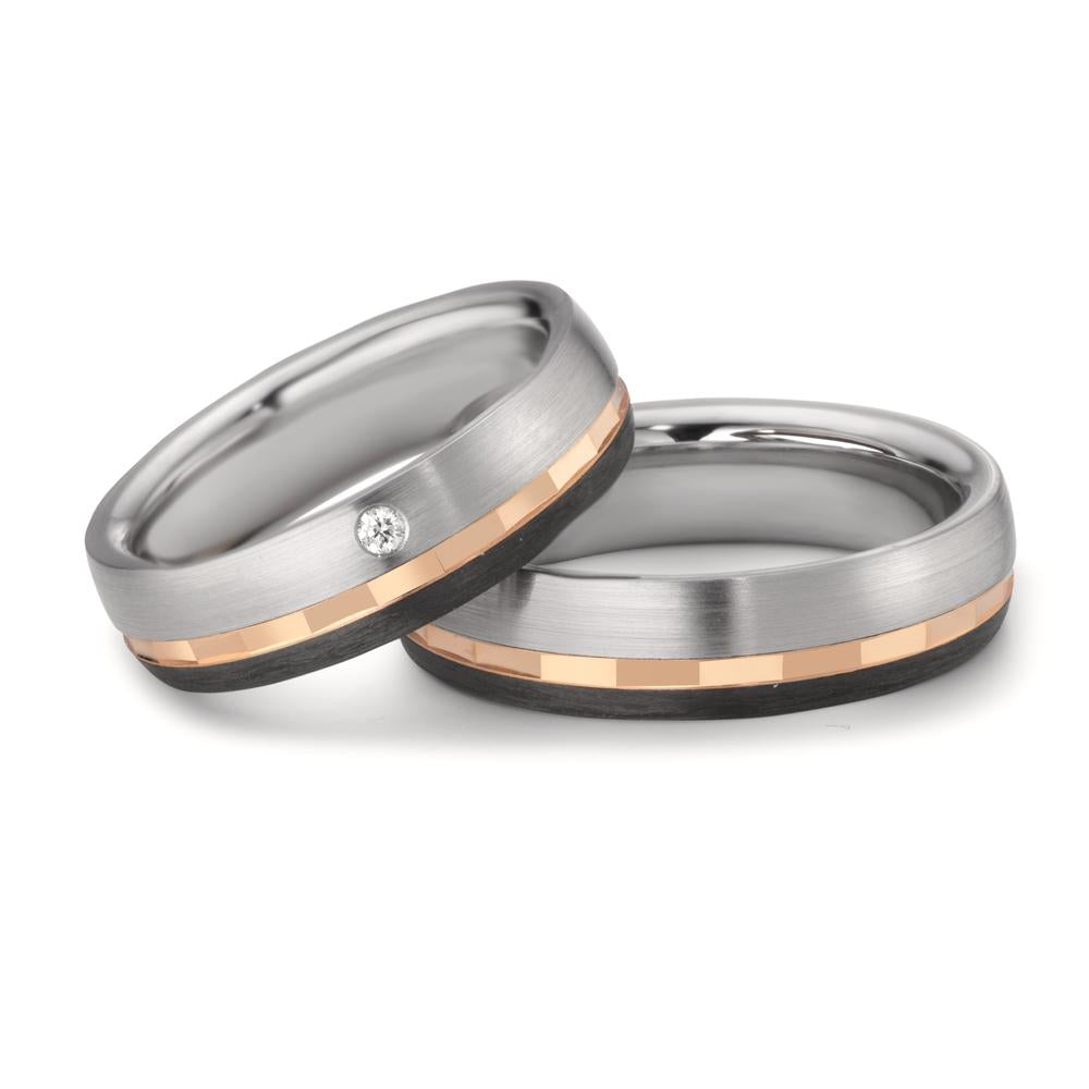 Partnerringe Rustfrit stål, 375/9K rødguld Diamant 0.02 ct, w-si